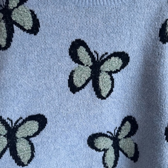 Dreamers Butterfly Print Sweater Blue size L - Picture 6 of 8